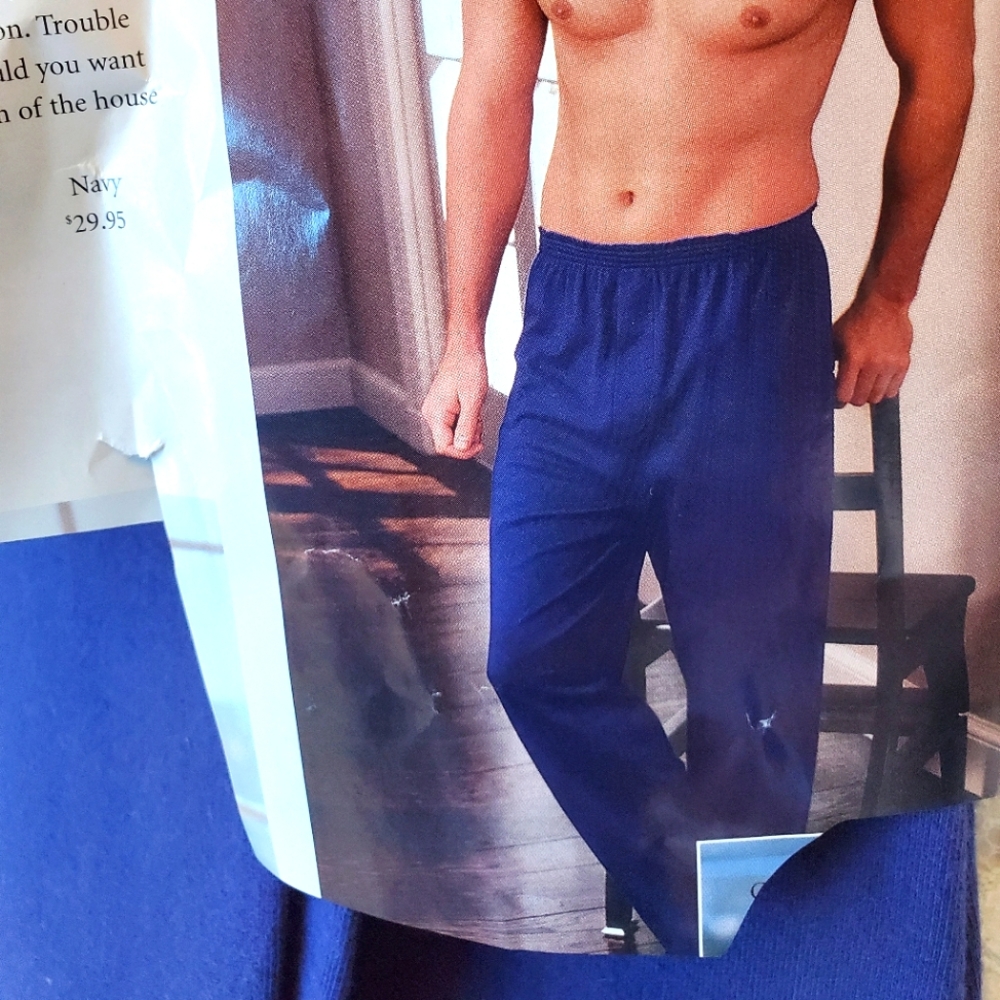 Petra Fashions Men's long knit navy pant, new